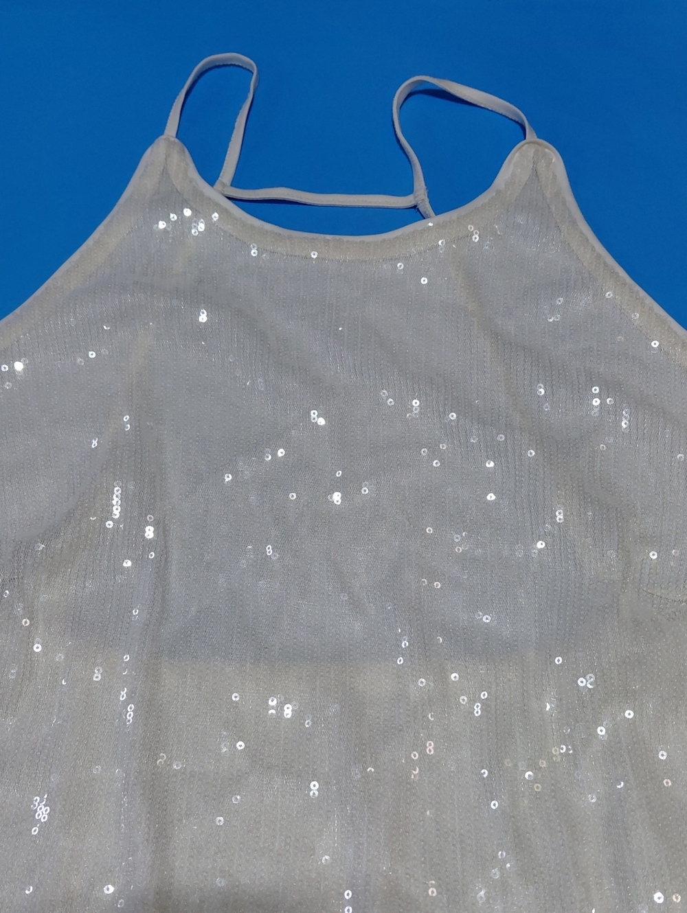 A NEW DAY Women's Cream Halter Mini Sequin Dress Size Large